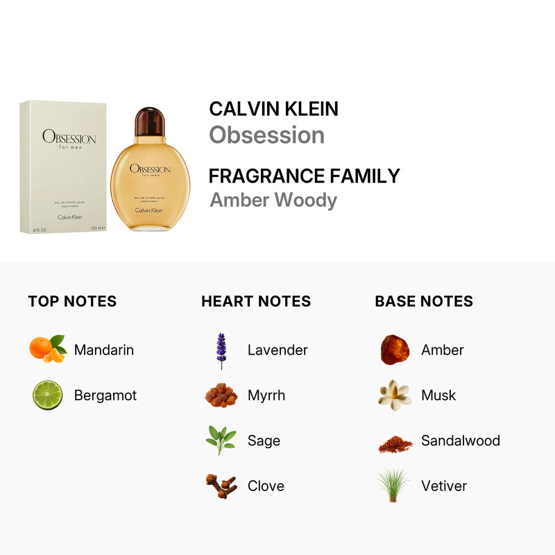 Calvin Klein Men's Obsession EDT Spray 4.0 oz Fragrances