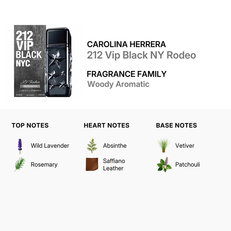 Carolina Herrera Men's 212 Vip Black NY Rodeo EDP Spray 3.4 oz