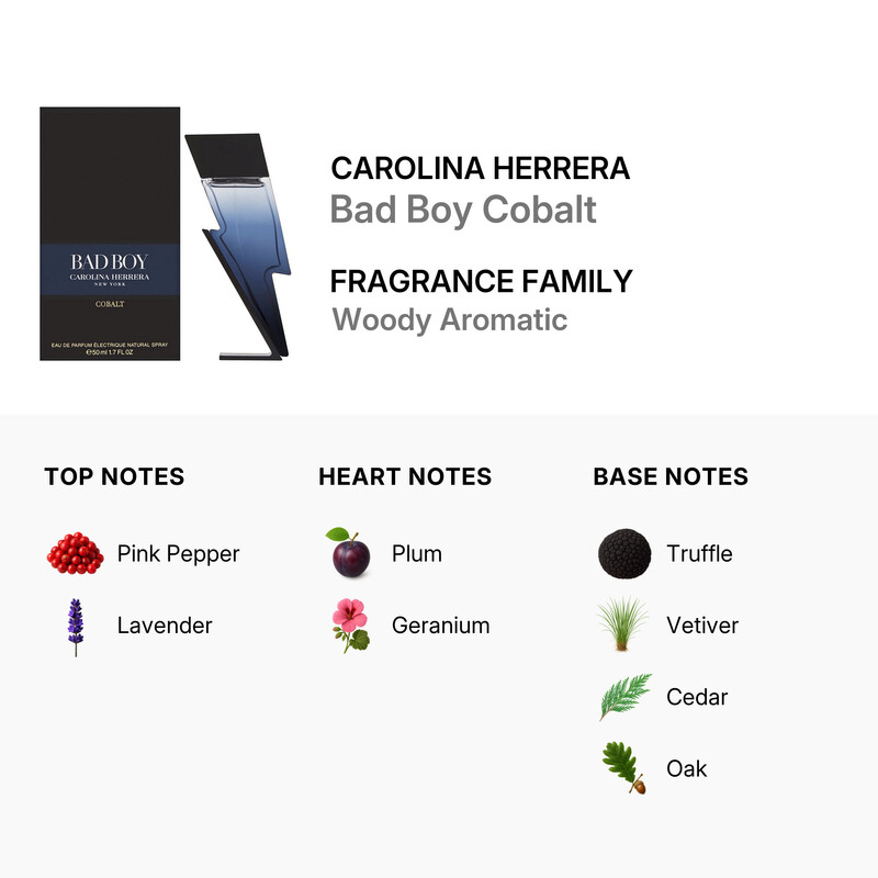 Carolina Herrera Men's Bad Boy Cobalt EDP Spray 1.7 oz Fragrances  8411061027813 - Fragrances, Bad Boy Cobalt