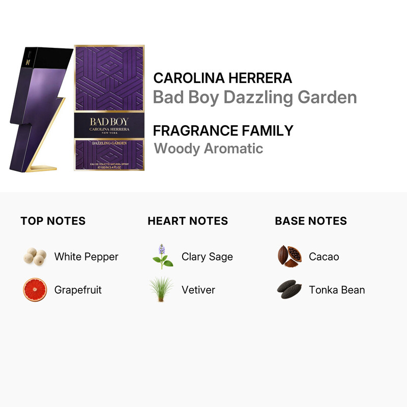 Carolina Herrera Men's Bad Boy Dazzling Garden EDT Spray 3.4 oz Fragrances 8411061056738
