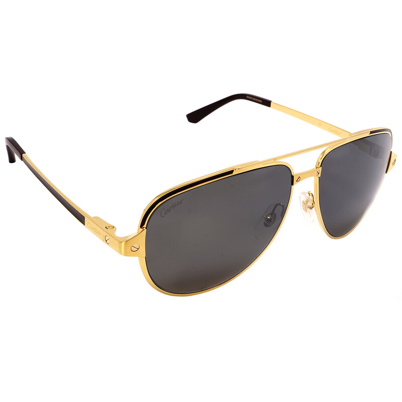 Cartier Santos de Cartier Polarized Brown Pilot Men's Sunglasses