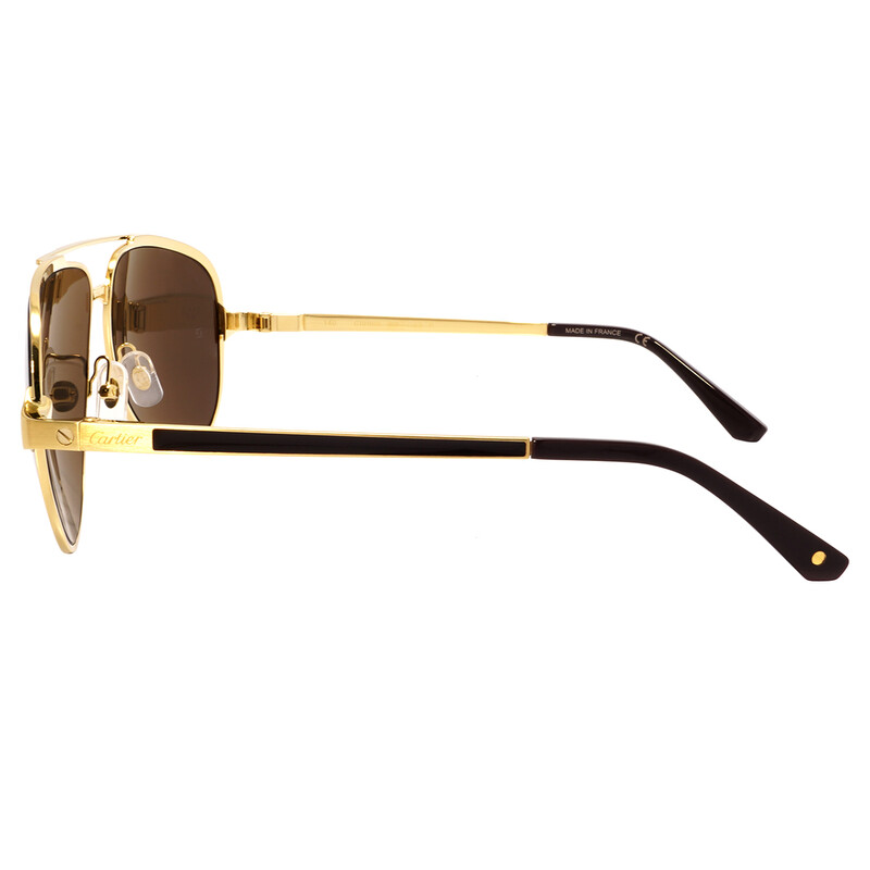 Cartier Santos de Cartier Polarized Brown Pilot Men's Sunglasses