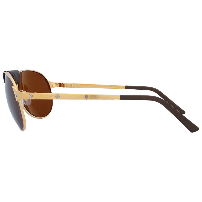 Cartier Santos de Cartier Brown Pilot Unisex Sunglasses CT0074S