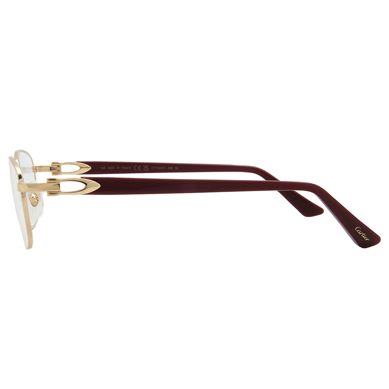 Cartier C Decor Demo Rectangular Ladies Eyeglasses CT0368O 006 56