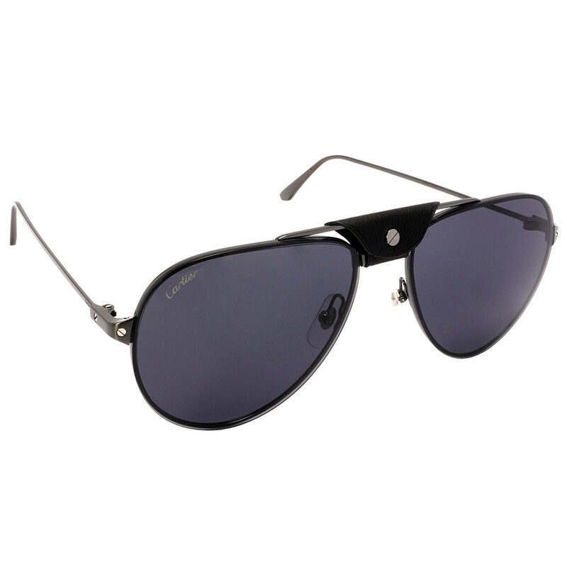 Cartier Santos de Carter Grey Pilot Men's Sunglasses CT0166S 001