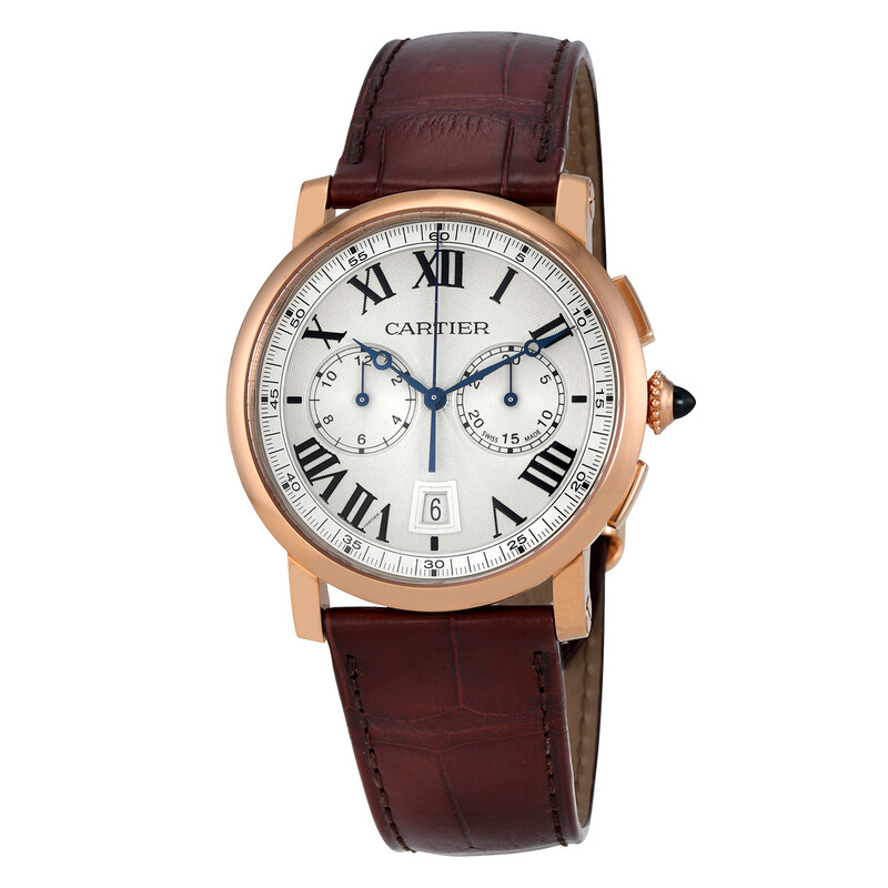 Cartier Rotonde Silver Sunday Dial 18kt Pinks Gold Men's Watch