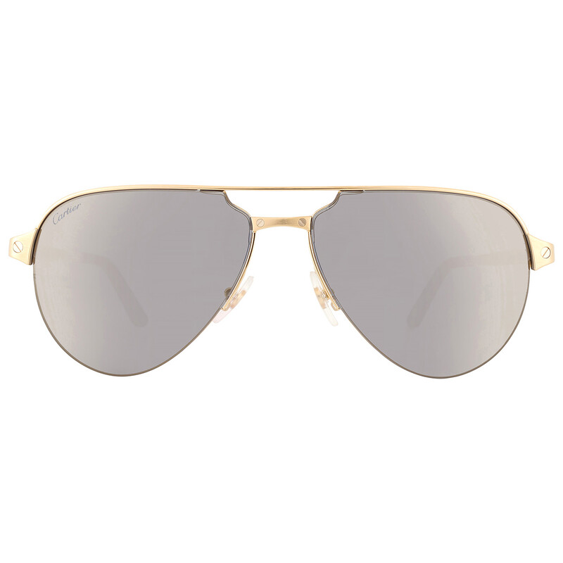 Cartier Santos de Cartier Grey Gold Mirror Pilot Men's Sunglasses