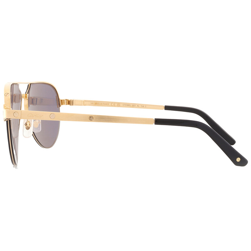 Cartier Santos de Cartier Grey Gold Mirror Pilot Men's Sunglasses
