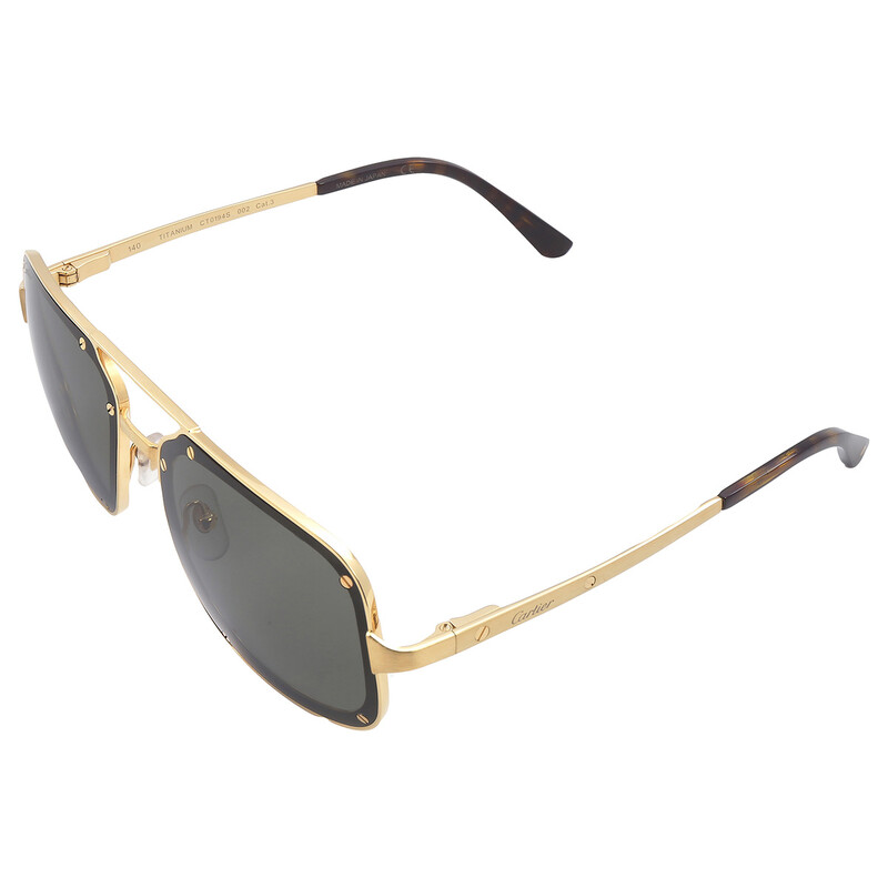 Cartier Santos de Cartier Grey Navigator Men's Sunglasses CT0194S