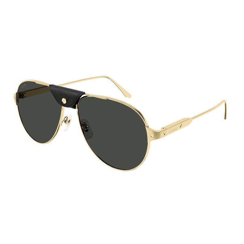 Cartier Santos de Cartier Polarized Grey Pilot Men's Sunglasses