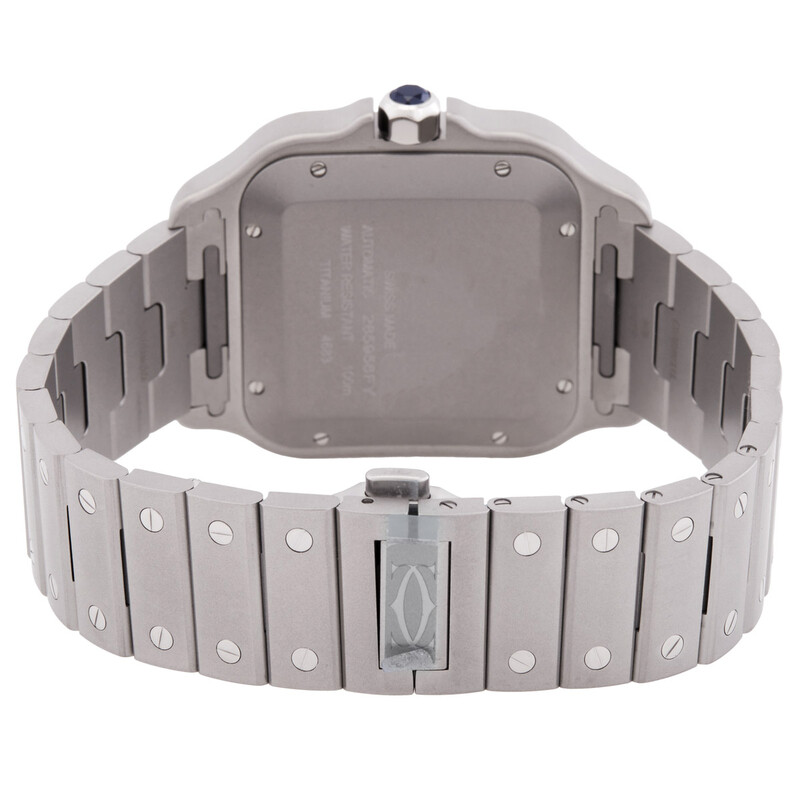 Reverse of Cartier Santos titanium WSSA0089 and titanium bracelet