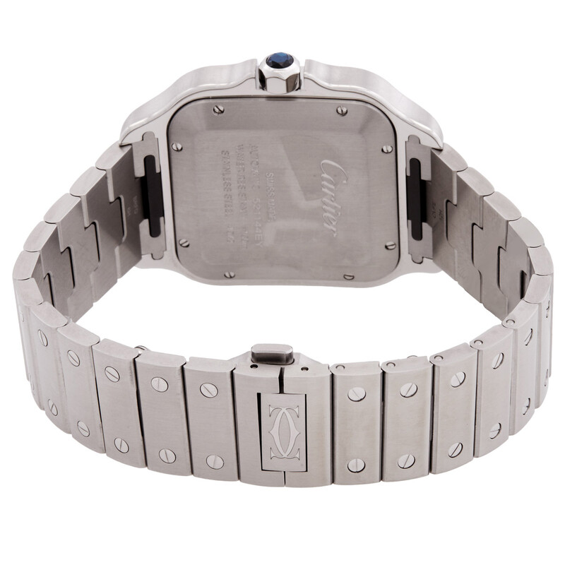 Rear case and bracelet of the Cartier Santos black dial WSSA0096