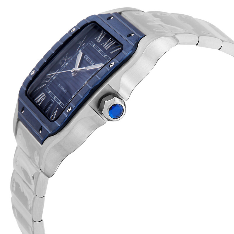 Cartier Santos Large Model Blue Striated Dial Automatic Men's