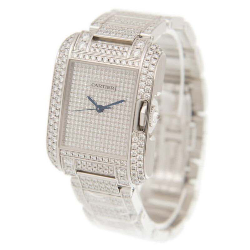 Cartier Tank Anglaise Diamond Pave 18kt White Gold Automatic Men's