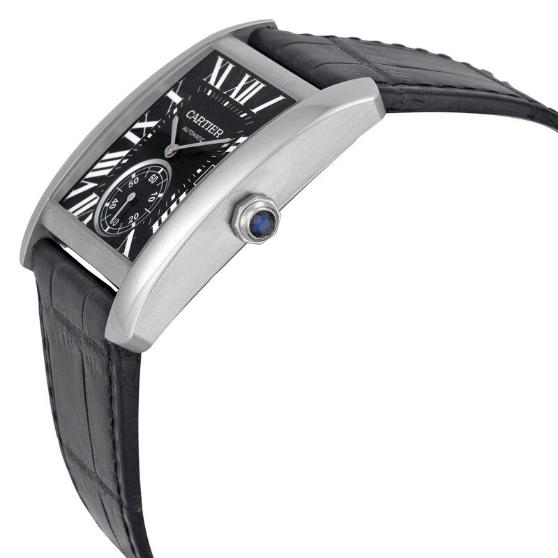 Cartier Tank MC Automatic Black Dial Black Leather Men's Watch