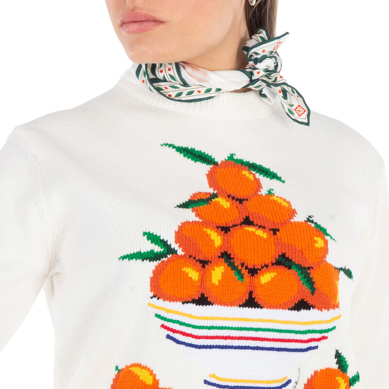 Casablanca Ladies Orange Silk Scarf In Fleur APS24ACC05301-ORANGES