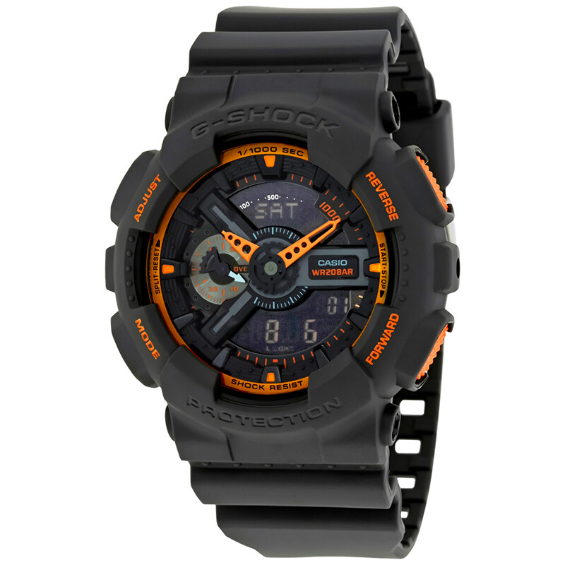 Casio G-Shock Grey and Orange Resin Men's Watch GA110TS-1A4