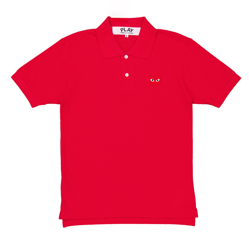 美品 PLAY COMME des GARCONS レッドハートロゴ ポロシャツ Comme Des Garcons Cdg Play Embroidered Red Heart Polo Shirt, Size