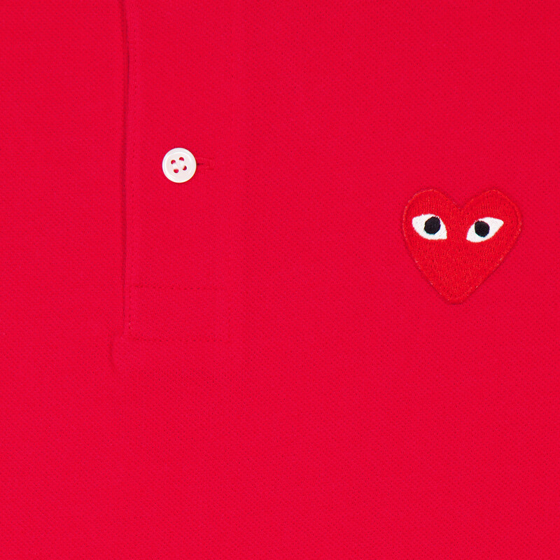 Comme Des Garcons Cdg Play Embroidered Red Heart Polo Shirt, Size