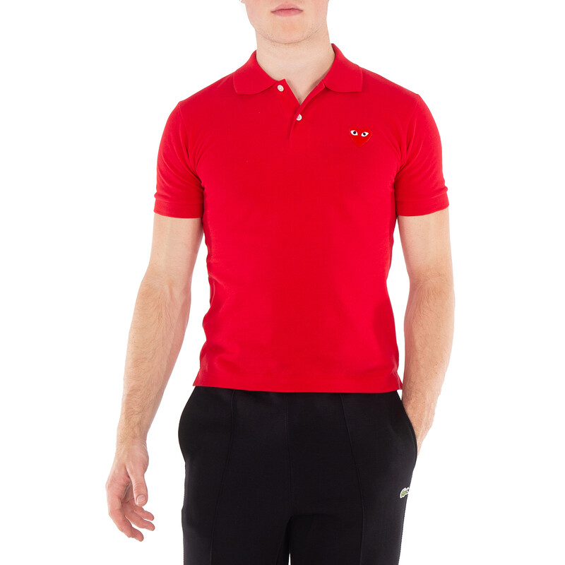Comme Des Garcons Cdg Play Embroidered Red Heart Polo Shirt, Size