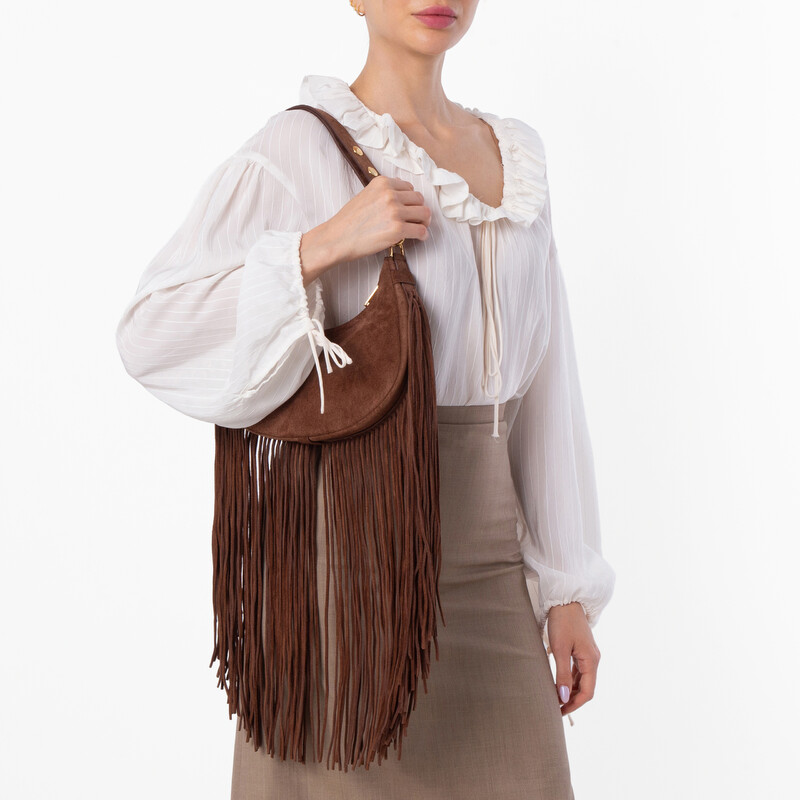 Celine Ava Fringes Strap Bag 114163EZD.19BR 3616900301757