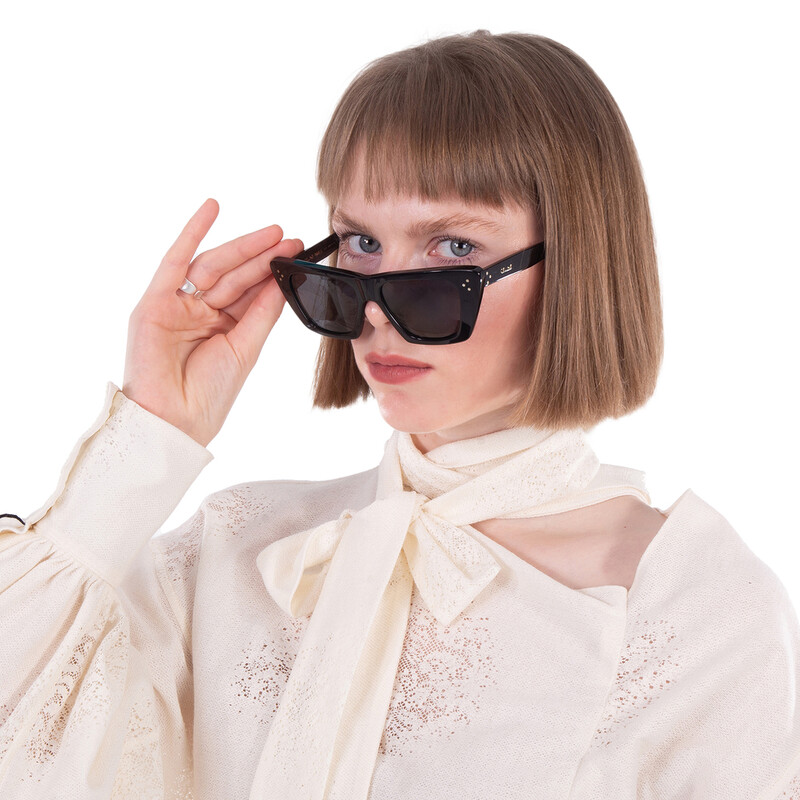 Celine BOLD 3 DOTS Grey Smoke Cat Eye Ladies Sunglasses CL40187I