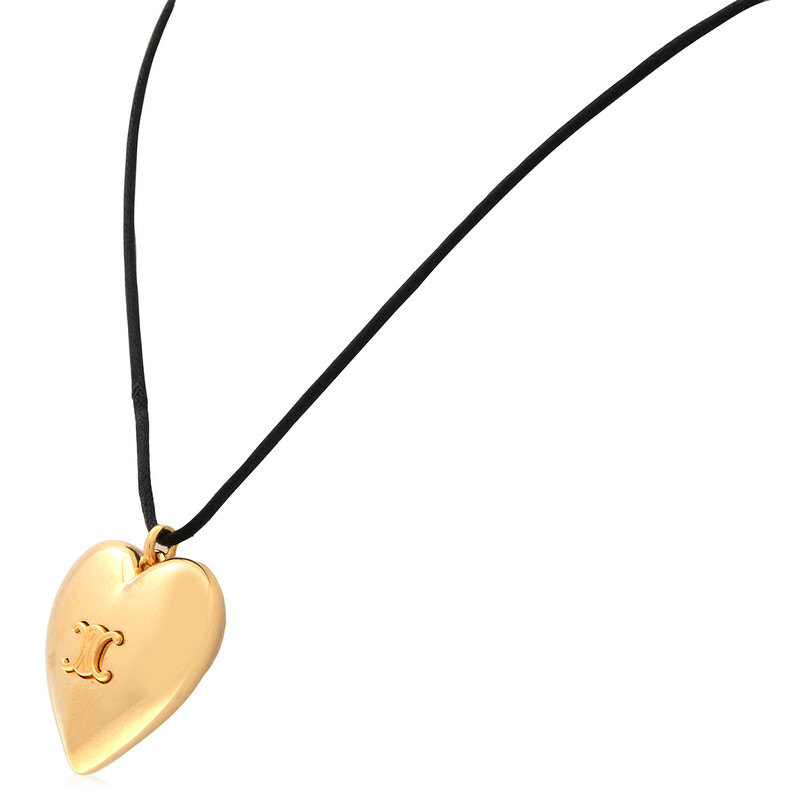 CELINE ゴールド ハートネックレス Celine Cœur Triomphe Necklace In Brass With Gold Finish And Cotton