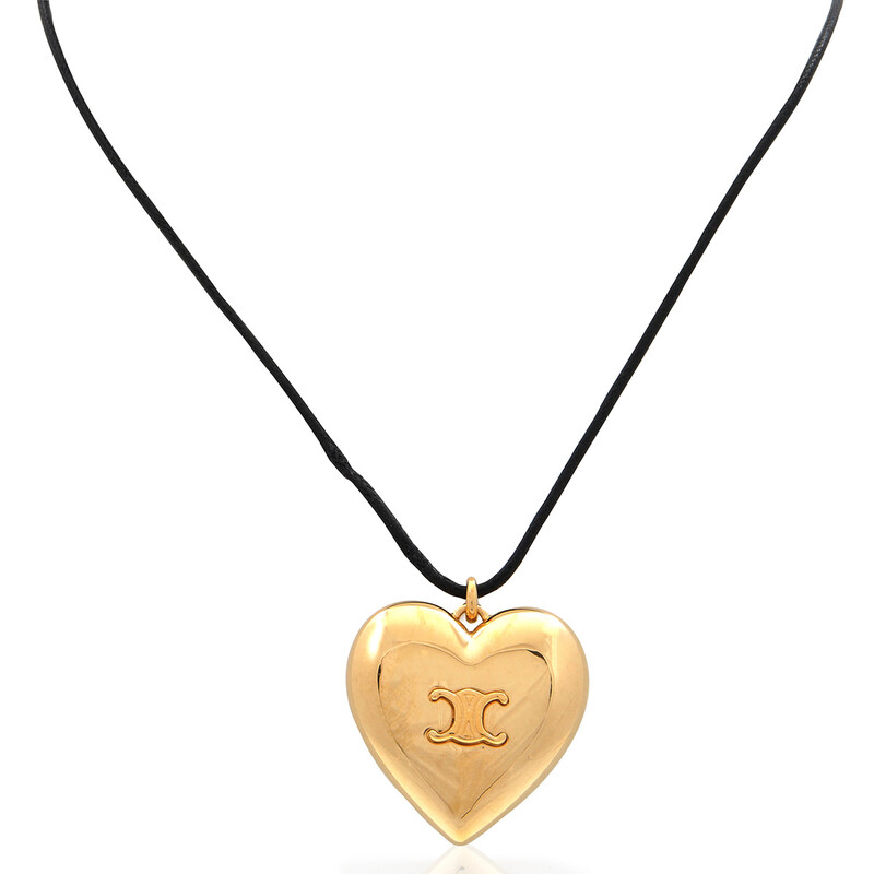 Celine Cœur Triomphe Necklace In Brass With Gold Finish And Cotton