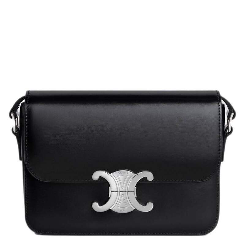 Celine 250Shiny Calfskin Teen Triomphe Bag In Black 188423BF4.38SI
