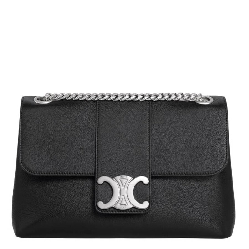 CELINE パーティーバッグ ブラック CELINE Victoire Medium Leather Shoulder Bag Black