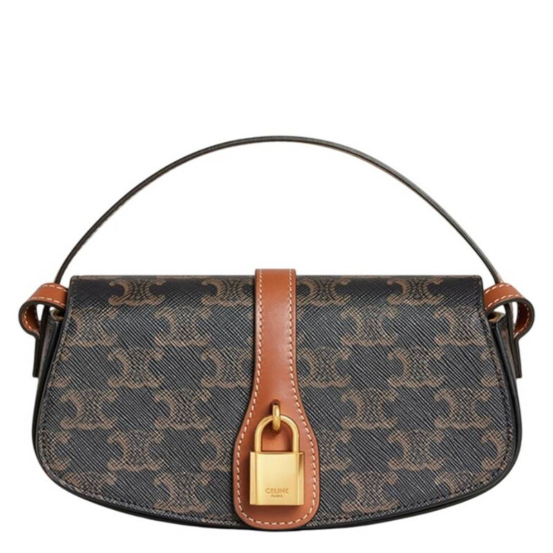 Celine Triomphe Canvas and Calfskin Clutch On Strap 10I592DQ2.04LU