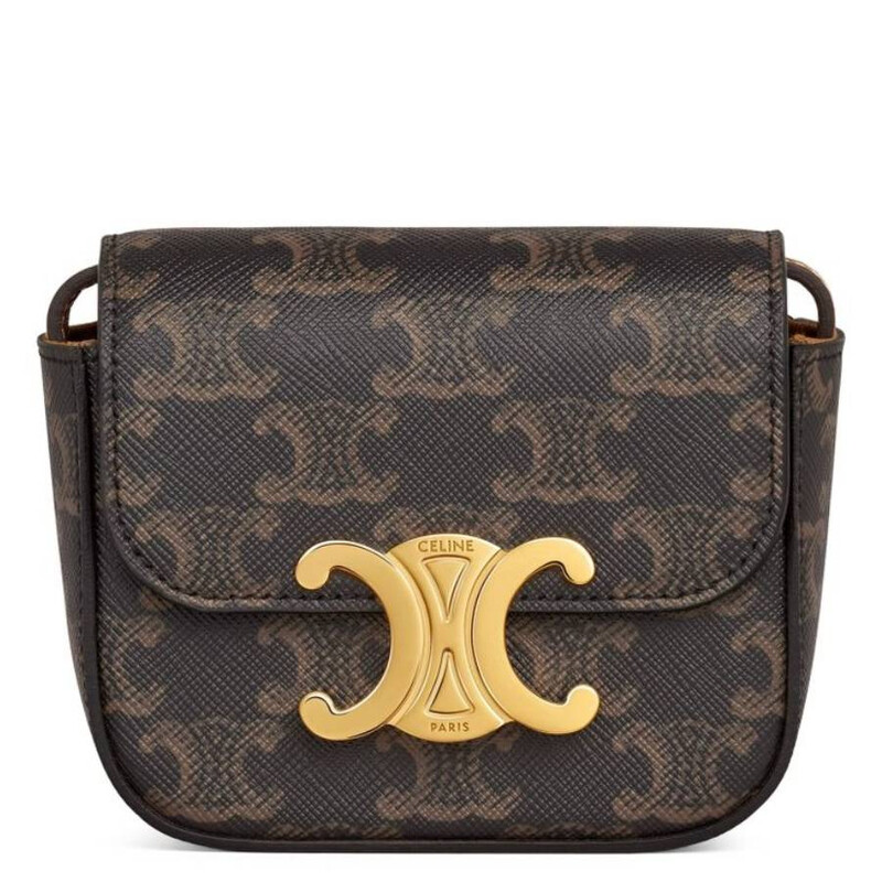 Celine Triomphe Canvas and Calfskin Mini Claude Bag 10I512DQB.04LU
