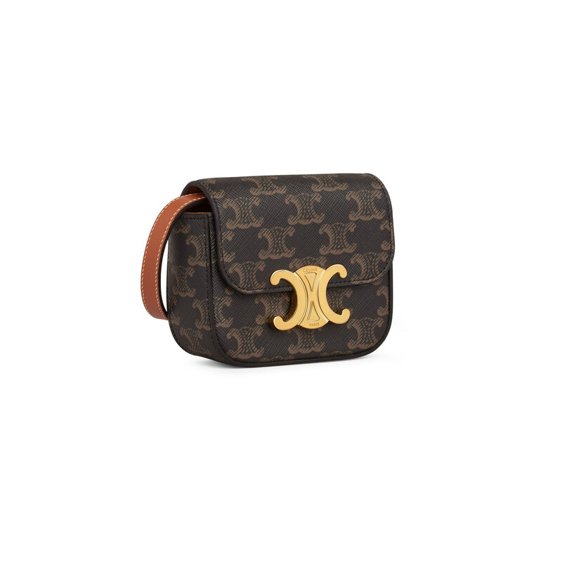 Celine Triomphe Canvas and Calfskin Mini Claude Bag 10I512DQB.04LU