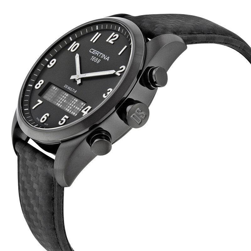 Certina DS Multi-8 Black Dial Black Leather Men's Quartz Watch