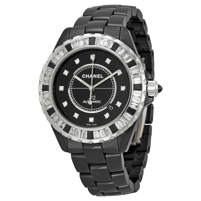 Chanel J12 Automatic Black Diamond Dial Black Ceramic Men's Watch