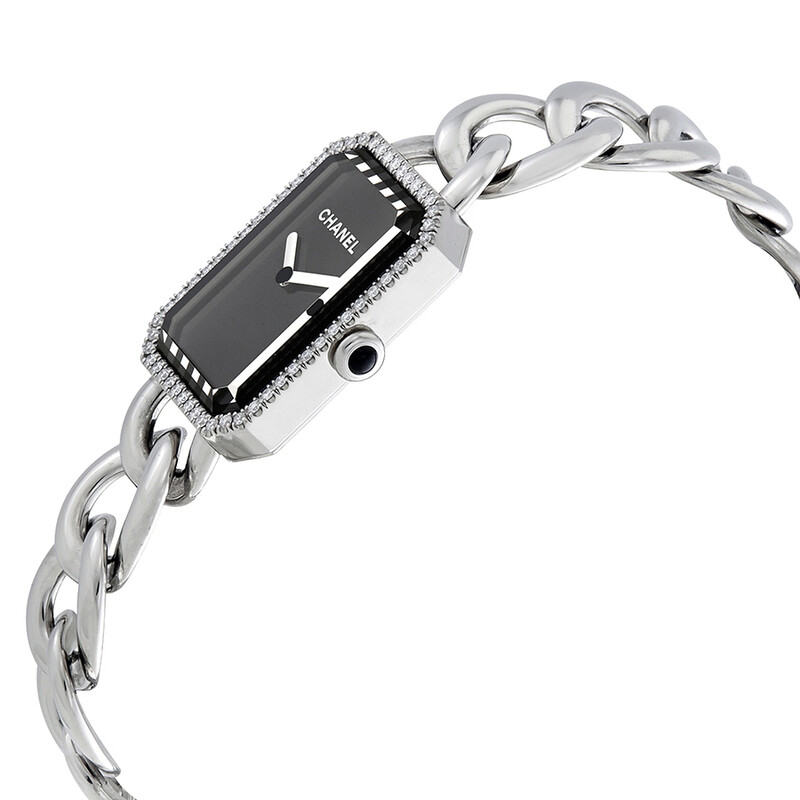Chanel Premiere Black Dial Stainless Steel Diamond Ladies Watch
