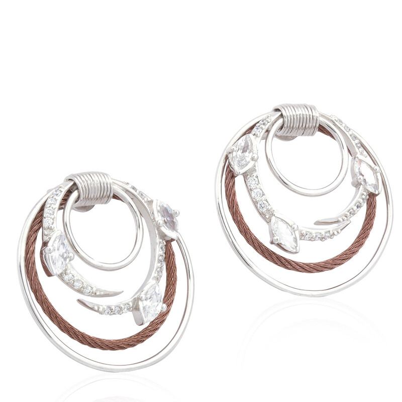 Charriol Tango White CZ Stones Stainless Steel Bronze PVD Cable ...