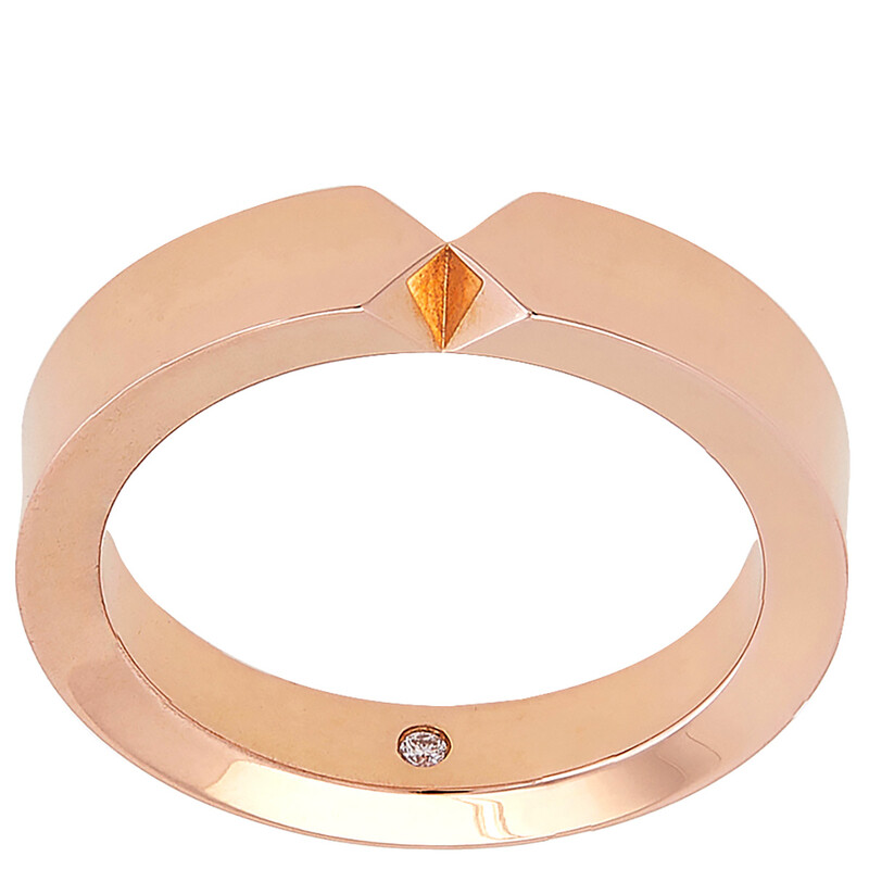 CHAUMET ローズゴールド リング Chaumet 18k Rose Gold Triomphe De Chaumet Diamond Wedding Band
