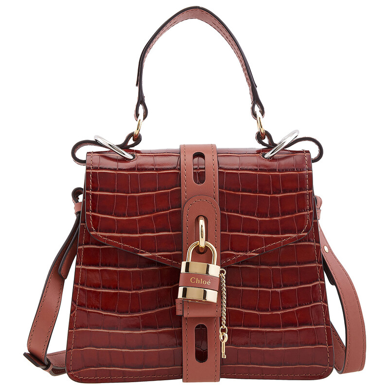 Chloé Crocodile Embossed Small Aby Day Shoulder Bag CHC19WS205A87