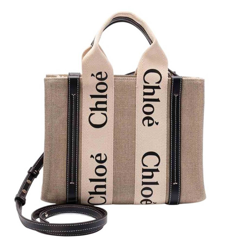 Chloé Woody Small Linen Tote Bag CHC22AS397I2691J 7613386448118