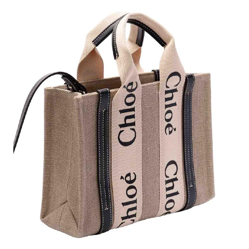 Chloé Woody Small Linen Tote Bag CHC22AS397I2691J 7613386448118