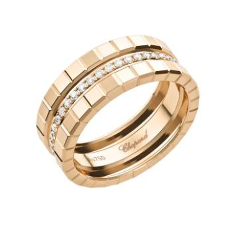 Chopard 18k Rose Gold Ice Cube Diamond Ring, Size 49 827005-5036