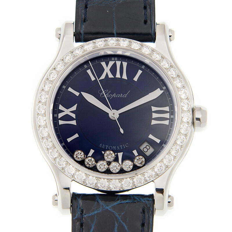 Chopard Happy Sport Automatic Diamond Blue Dial Ladies Watch 278559 ...