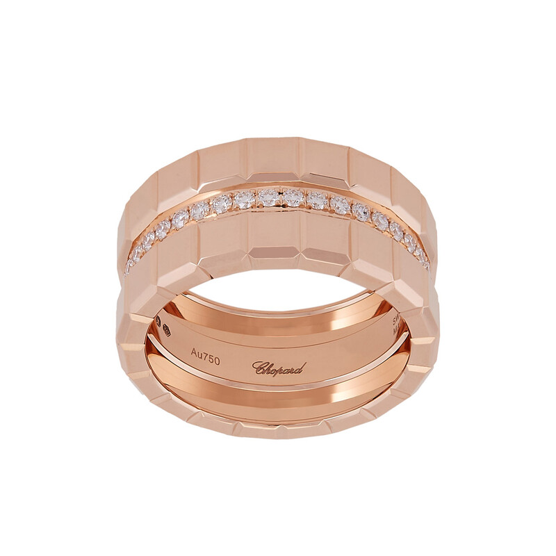 Chopard Ice Cube 18K Rose Gold Diamond Ring, Size 56 827004-5043
