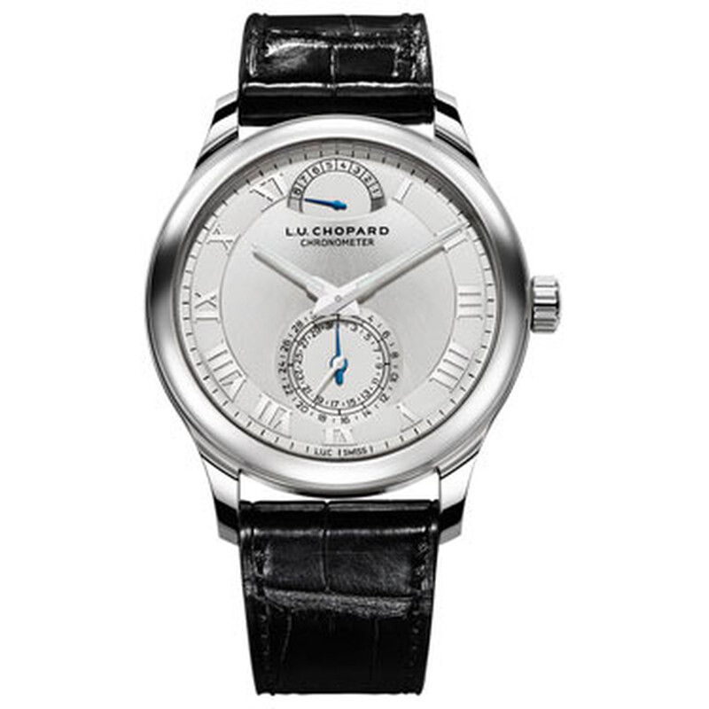 Chopard L.U.C Quattro Silver Dial White Gold Black Leather Men's