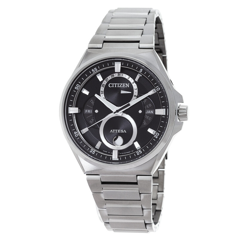 Citizen Attesa Moon Phase Black Dial Men's Watch BU0060-68E