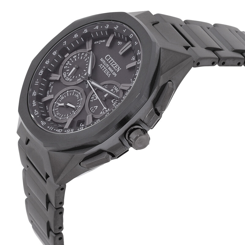 Citizen Attesa Perpetual Alarm World Time Black Dial Men's Watch