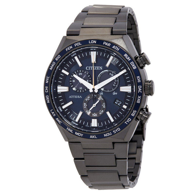 Citizen Attesa Perpetual Alarm World Time Chronograph Blue Dial 