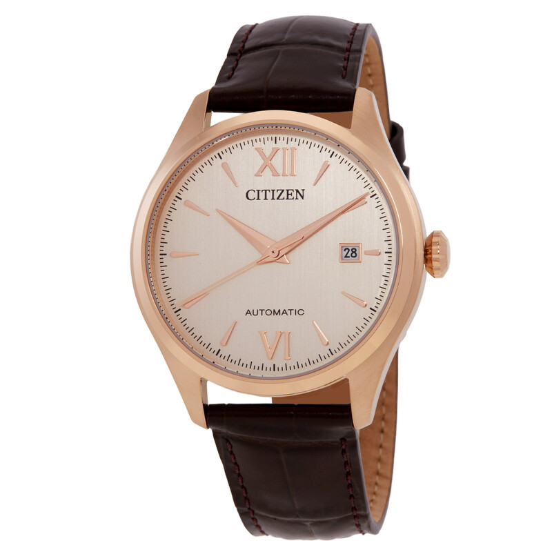 Citizen Automatic Gold Dial Leather Band Men's Watch NJ0243-06A