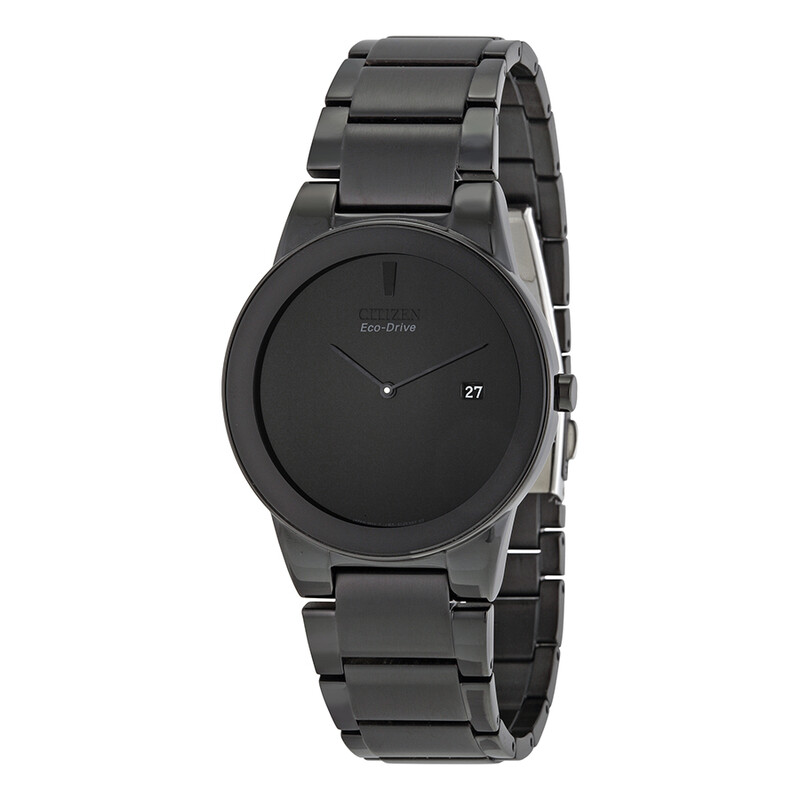 Citizen Axiom Eco Drive Black Dial Black Ion-plated Men's Watch